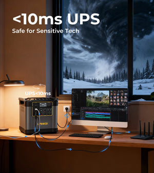 Portable power station used as home backup during power outage