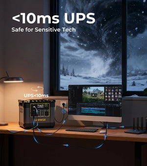 Portable power station used as home backup during power outage