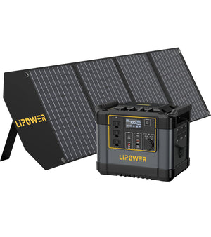 Portable solar generator power station for camping with solar panels