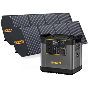 Portable solar generator power station for home backup with solar panels